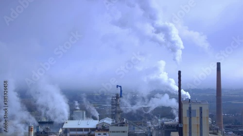 Factory with smoking chimneys. Navarre, Spain, Europe. photo