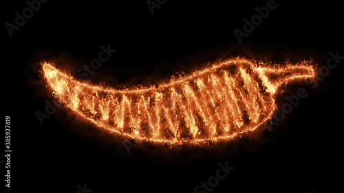 red chilli symbol on fire motion effect 