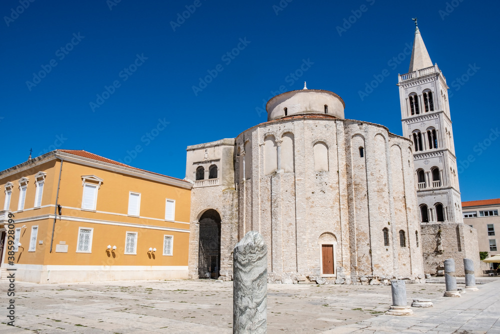 Historic center of the Croatian town of Zadar at the Mediterranean Sea, Europe.