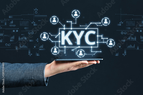 Abstract digital display with concept image KYC photo