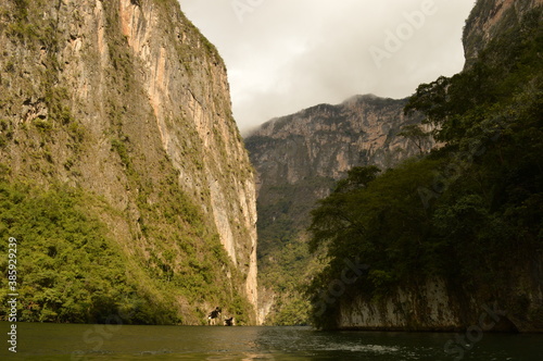 The steep and beautiful Sumidero Canyon in Chiapas, Mexico