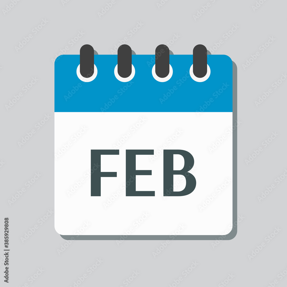 Vector icon day calendar, winter month February Vector icon day calendar, winter month February