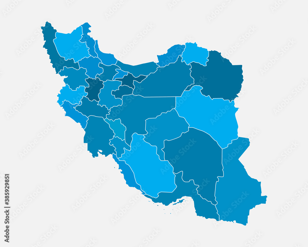 Fototapeta premium Iran map - Asia country, provinces vector template