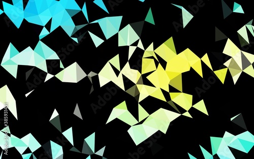 Light Blue, Yellow vector shining triangular pattern.