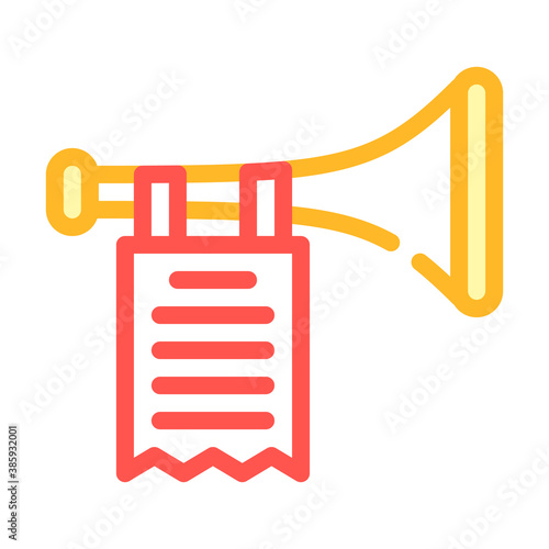 trumpet fanfare color icon vector flat illustration