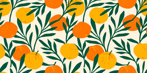 Ingelijste posters Oranje patronen Abstract mandarijnen modern naadloos patroon  © Nadia Grapes