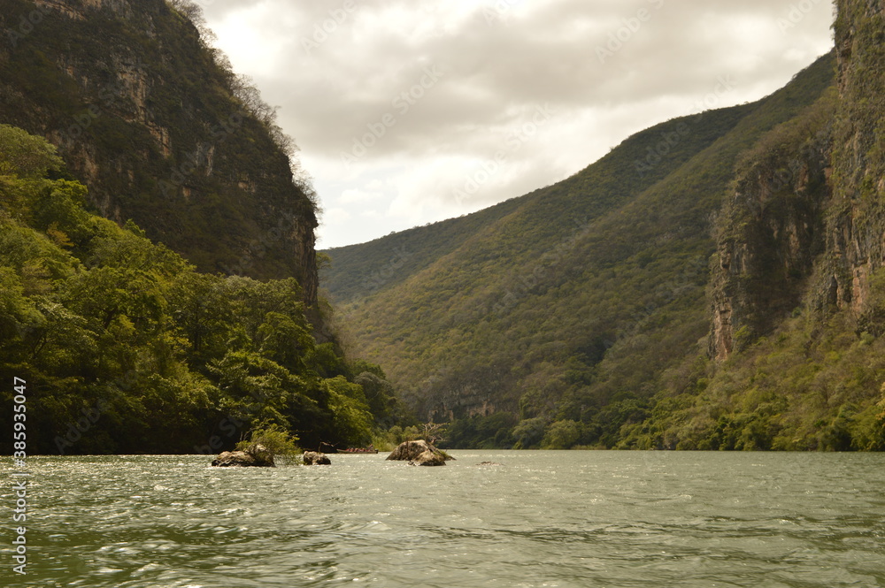 The dramatic and deep Sumidero Canyon in Chiapas, Mexico The dramatic and deep Sumidero Canyon in Chiapas, Mexico