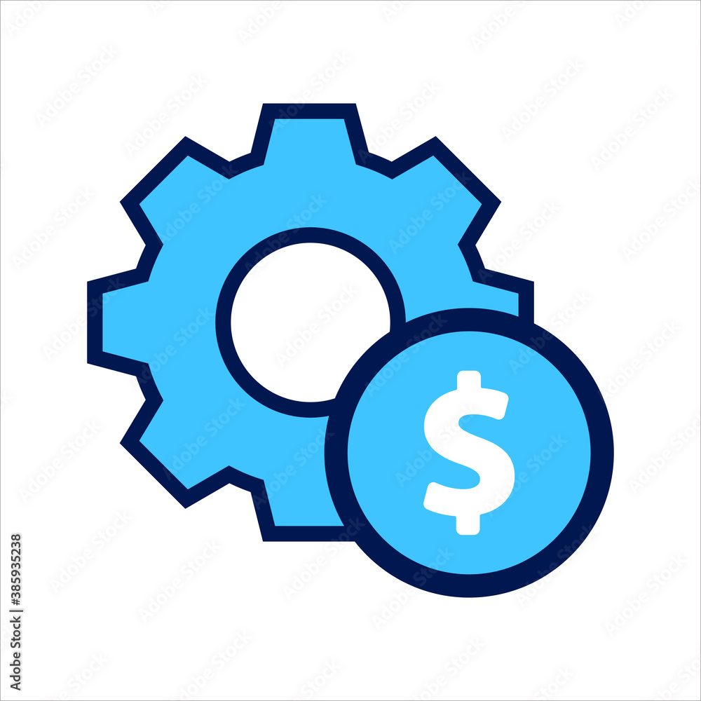 setting icon. setting with money symbol. Concept of financial adjustment. Vector illustration, vector icon concept. setting icon. setting with money symbol. Concept of financial adjustment. Vector illustration, vector icon concept.