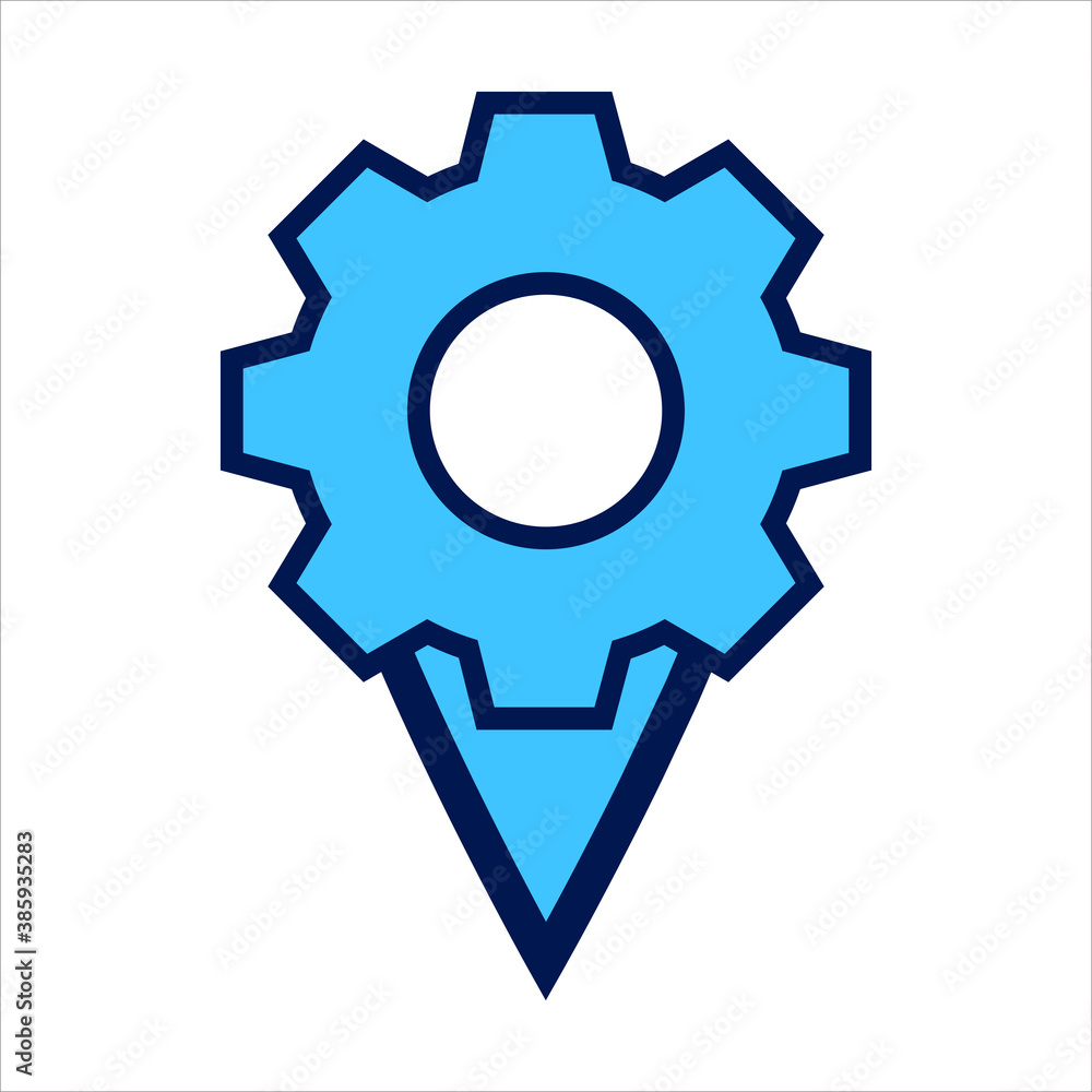 setting icon. setting with location symbol. Concept of location setting . Vector illustration, vector icon concept. setting icon. setting with location symbol. Concept of location setting . Vector illustration, vector icon concept.