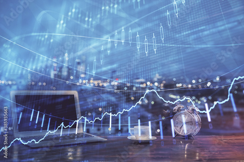 Wallpaper Mural Forex market chart hologram and personal computer background. Double exposure. Concept of investment. Torontodigital.ca