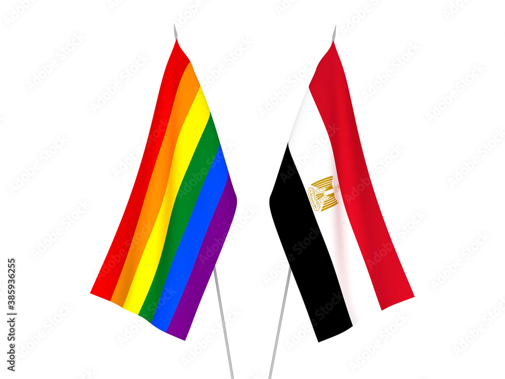 Egypt and Rainbow gay pride flags