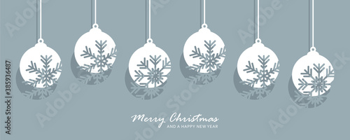 christmas card with snowflake tree balls decoration vector illustration EPS10