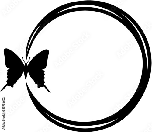 Vector illustration of the butterfly silhouette monogram frame