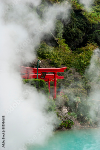 hot springs in the morning