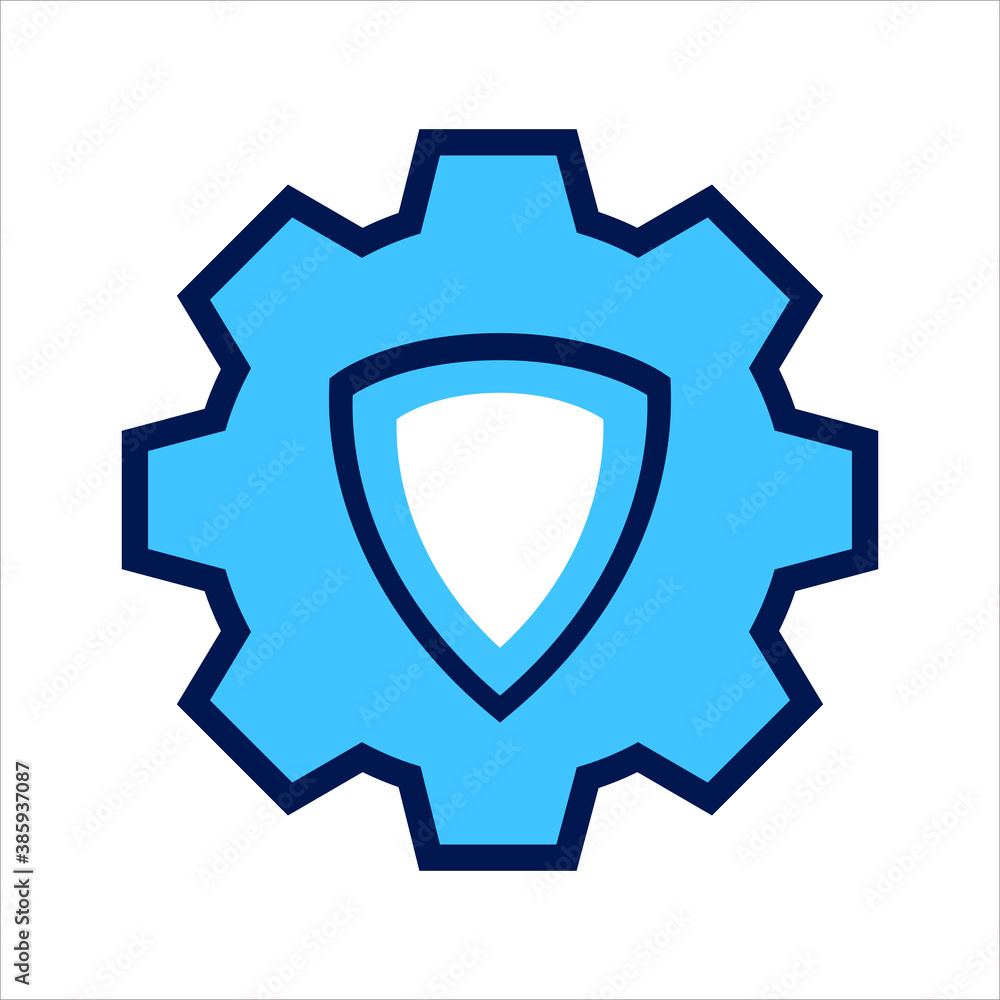 setting icon. setting with security shield symbol. Concept of security adjustment. Vector illustration, vector icon concept. setting icon. setting with security shield symbol. Concept of security adjustment. Vector illustration, vector icon concept.