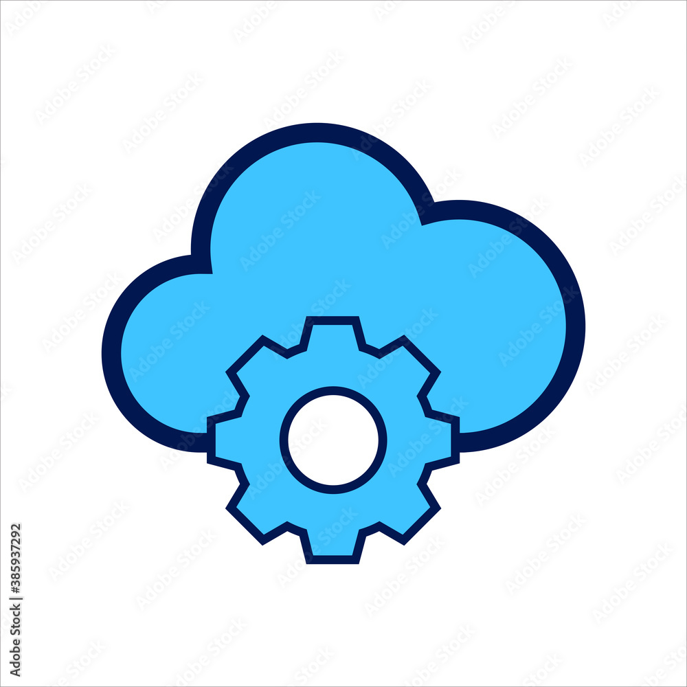 setting icon. setting with cloud symbol. Concept of cloud computing setting . Vector illustration, vector icon concept. setting icon. setting with cloud symbol. Concept of cloud computing setting . Vector illustration, vector icon concept.