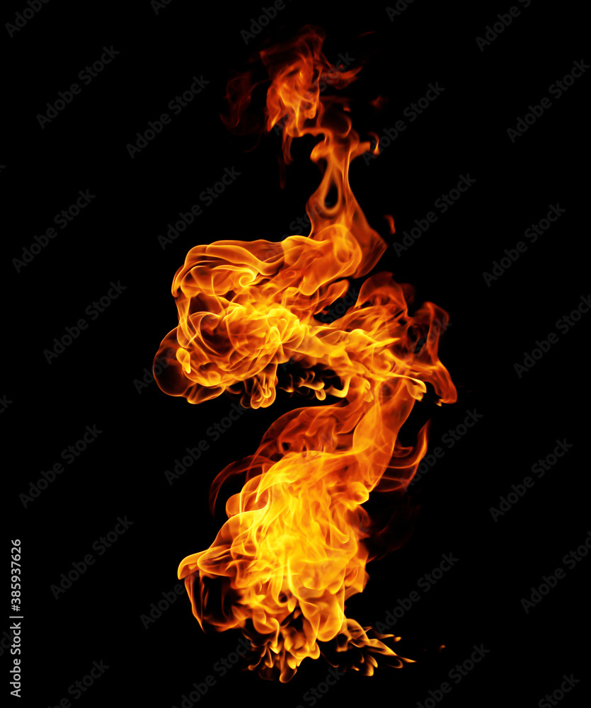 Fire burning flames on a black background Fire burning flames on a black background