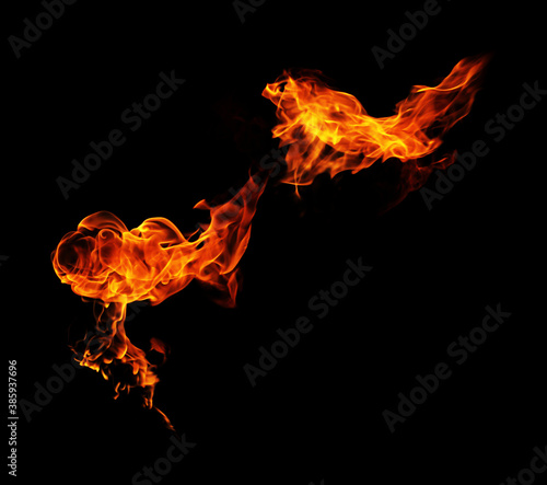 Fire flames black background