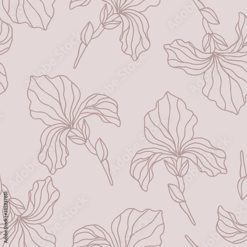 Floral seamless pattern with iris flowers
