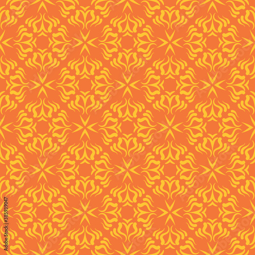 orange seamless pattern with flowers