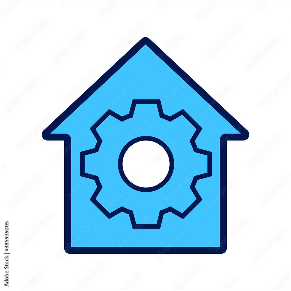 setting icon. setting with house symbol. Concept of smart house . Vector illustration, vector icon concept. setting icon. setting with house symbol. Concept of smart house . Vector illustration, vector icon concept.