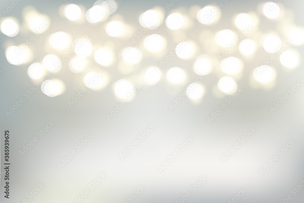 vector abstract bright christmas bokeh light on silver grey background