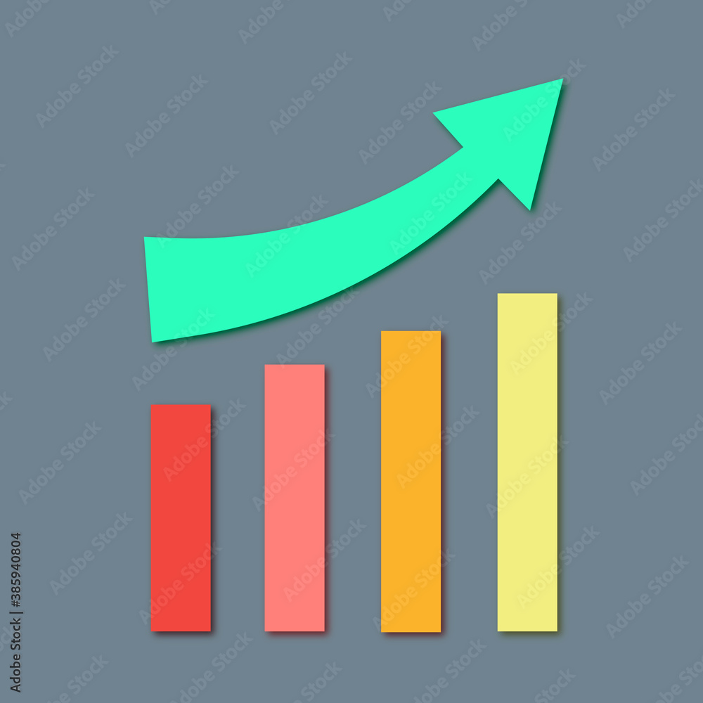 Business statistics bar graph. Growing graph icon Business statistics bar graph. Growing graph icon