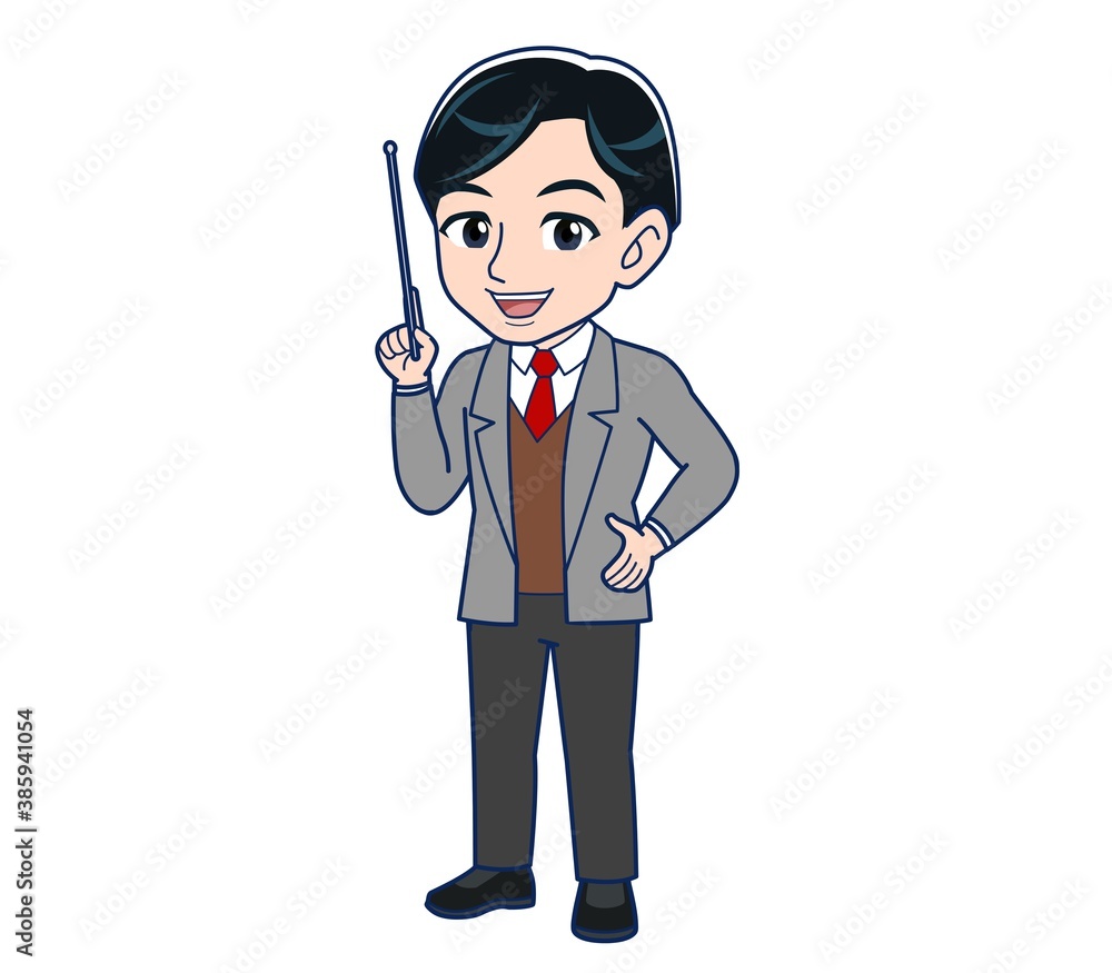 Male teacher in a gray jacketA