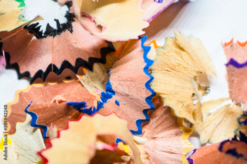 Shavings of color sharpened pencils close-up. Shavings of color sharpened pencils close-up.