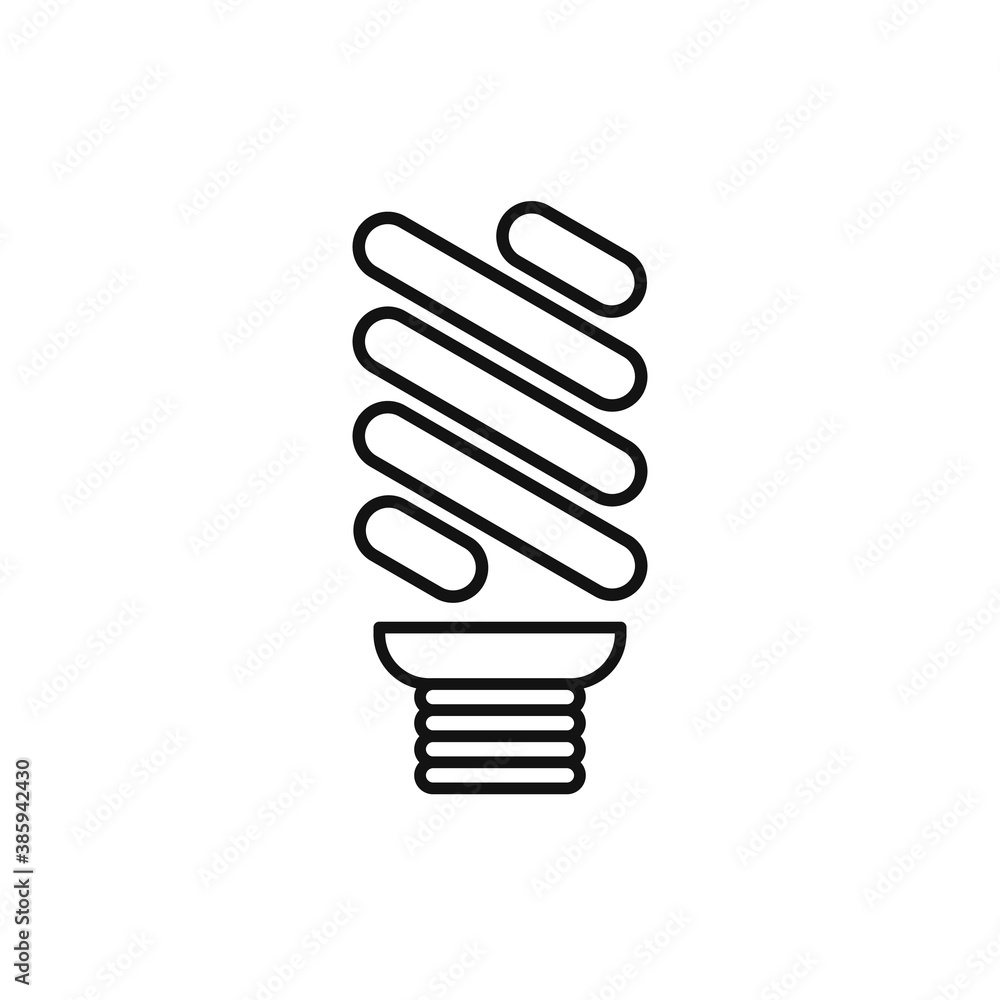 Economical LED illuminated lightbulb icon isolated. Save energy lamp. Flat design. Economical LED illuminated lightbulb icon isolated. Save energy lamp. Flat design.