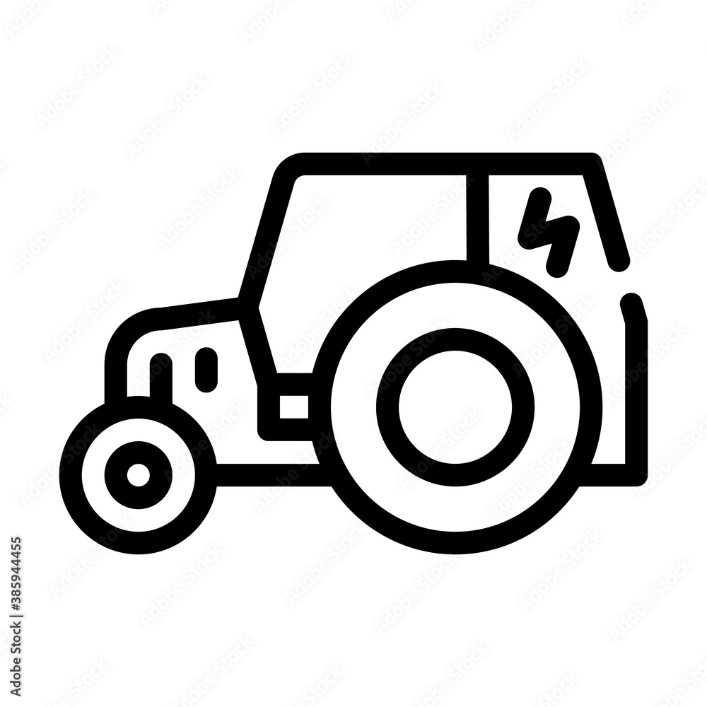 electric tractor line icon vector black illustration electric tractor line icon vector black illustration