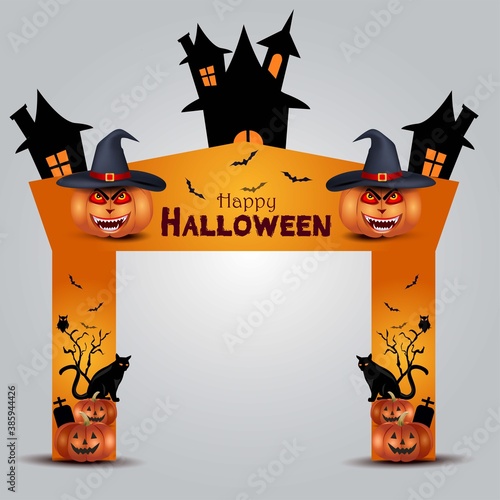 happy halloween entrance arch design. vector illustration