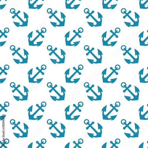 
Bright seamless pattern with blue anchors on a white background. Marine items in a flat style.
Stock vector illustration for decor and design, textiles,
wallpaper, wrapping paper