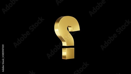 3D question mark icon spinning. Alpha channel. Seamless looping.