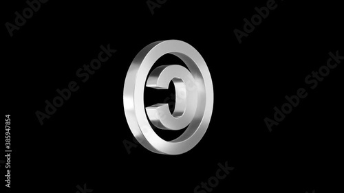 3D copyright symbol spinning. Alpha channel. Seamless looping.