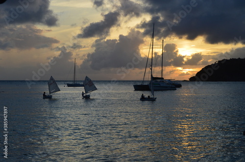 Sunset over the stunning beaches of Antigua and Barbuda in the Caribbean photo