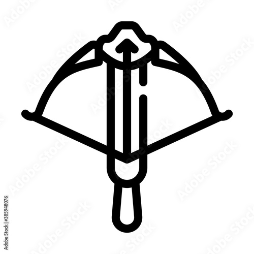 crossbow medieval weapon line icon vector illustration