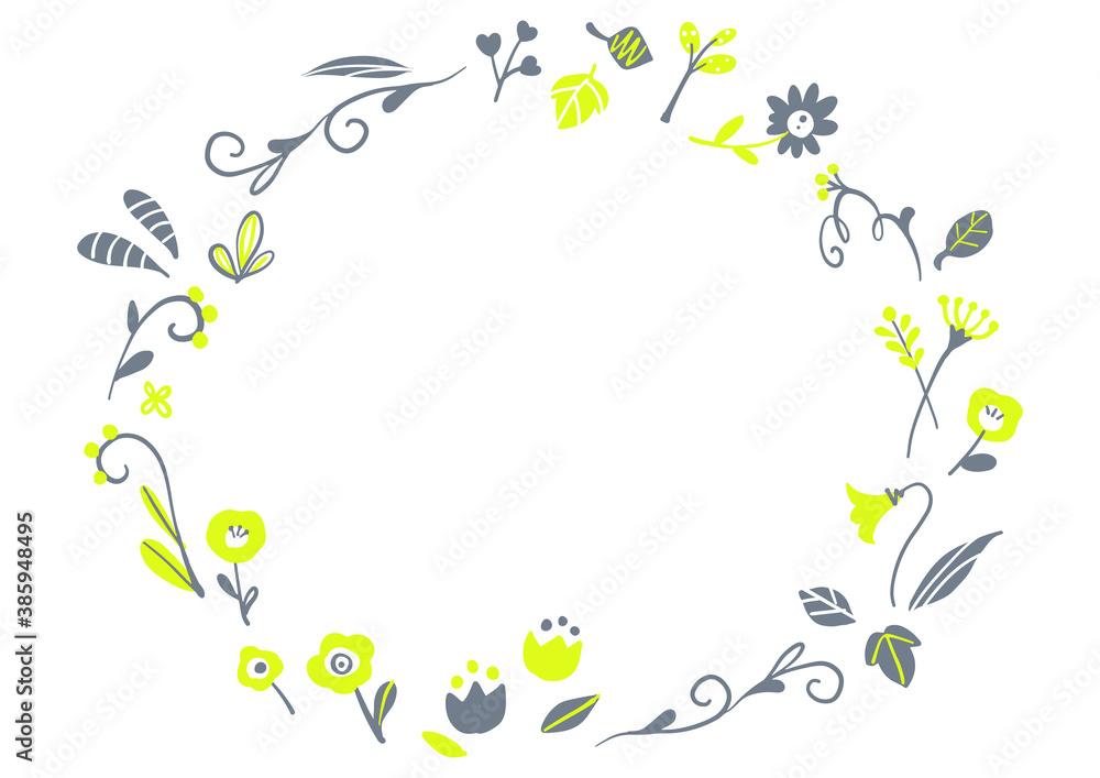 Scandinavian style botanical frame, hand drawn Scandinavian style botanical frame, hand drawn