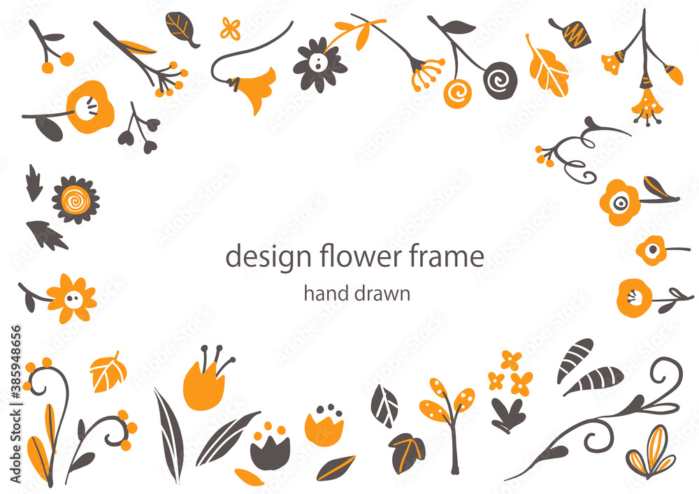 Naklejka premium Scandinavian style botanical frame, hand drawn