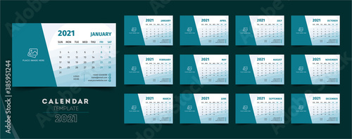 Desk calendar template 2021, creative design