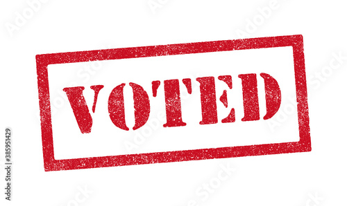 Vector illustration of the word Voted red ink rubber stamp