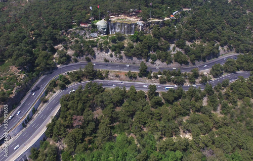 Aerial View Road and Forest Kepez Antalya/Turkey