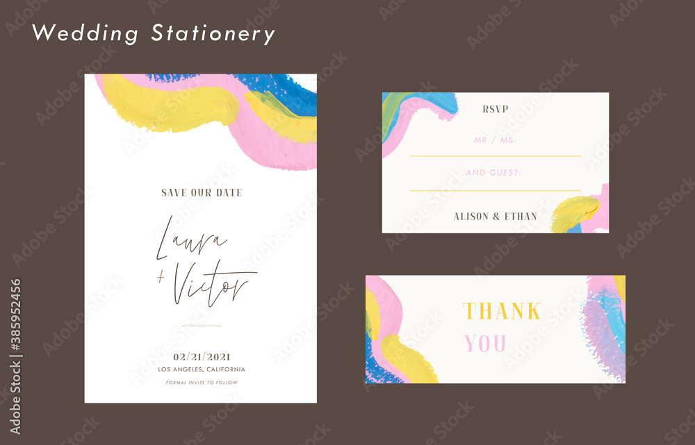 Simple Wedding Stationery With Gouache Texture