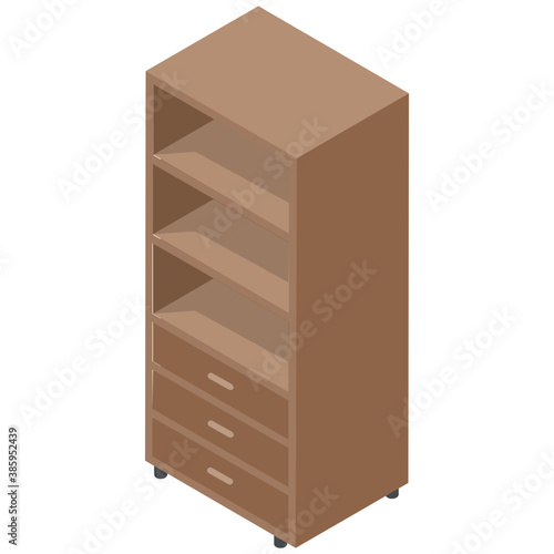 
A wooden chest of drawers to store files and other things
