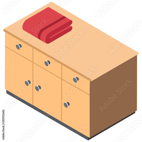 
A wooden chest of drawers to store files and other things
