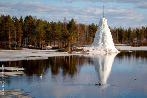 frozen lake in winter in Lycksele photo