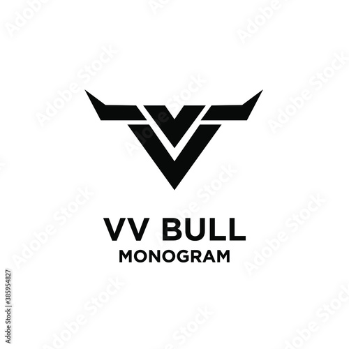 abstract bull horn head initial letter vv logo icon design vector illustration white background