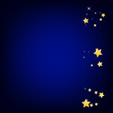 Golden Light Stars Vector Blue Background. Galaxy 