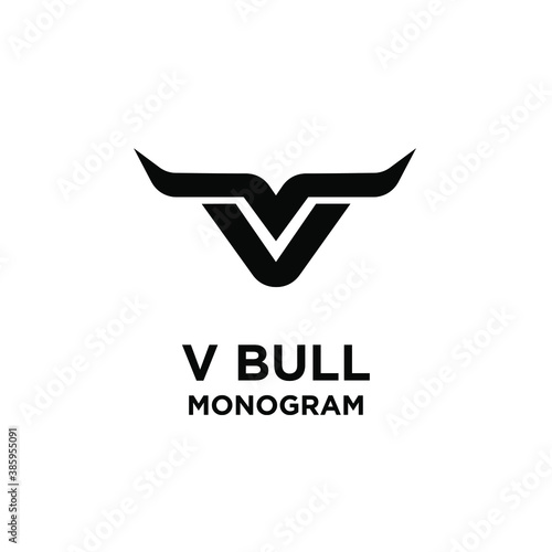 abstract bull horn head initial letter v logo icon design vector illustration white background