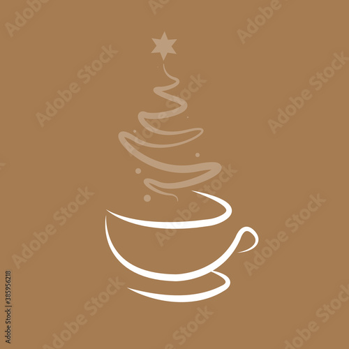 Smoke christmas tree coffee cups, vector art illustration.